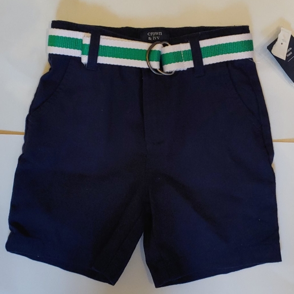 Crown & Ivy Kids Size 5 Navy Shorts w/Belt NEW (K) - Picture 1 of 6